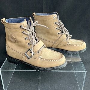 Polo Ralph Lauren Ranger Boots Grey Leather Hi Top Boots Big Kid Size 4